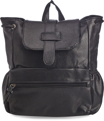 

Vero Couture Black Textured Six Pocket Backpack(Black, 15 L)