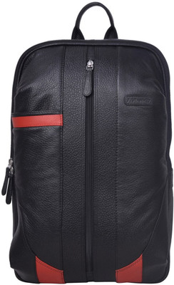 

JUSTANNED Red highlight Men's leather Bag School Bag(Black, 38)