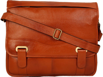 

Scharf Genuine Leather Shoulder Carrycase Bag Messenger Bag(Tan, 12 L)