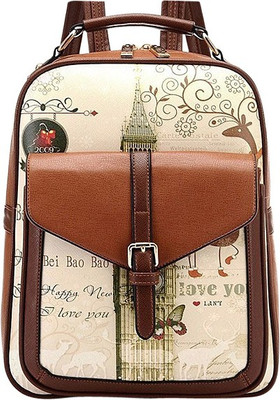

FemNmas Floral Printed Leather Backpack Backpack(Multicolor, 12 inch)