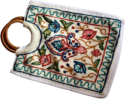 

The Koshur Kul Embroidery Hand Bag Multipurpose Bag(White, Multicolor, 5 inch)