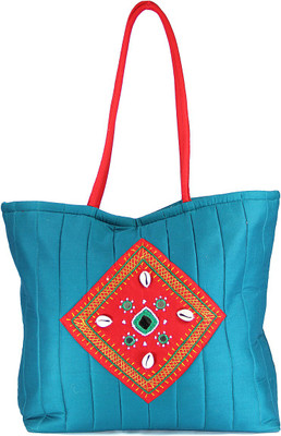 

Womens Cottage Blue Cotton Kawadi Patch Work Bag School Bag(Multicolor, 5 inch)