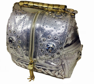 

Creative India Exports Luxury crystal Silver PU Evening Bag With Rhinestones Shoulder Bag(Silver, 6 inch)