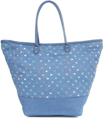 

Aliado Denim designer patchwork Blue Handbag School Bag(Blue, 1 L)