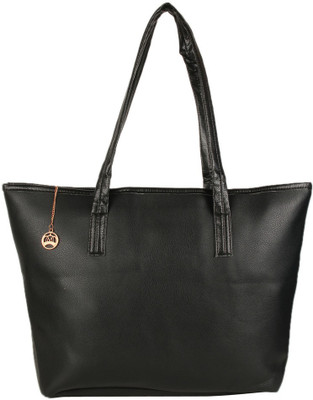 

Moedbuille Black Polyurethane (PU) Tote Handbag School Bag(Black, 11 inch)