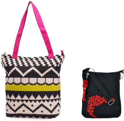 

Pick Pocket Combo of Accrue, Lime Green and Pink tote with Black small Bag Messenger Bag(Black, 5 L)