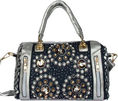 

Joker & Witch Joker & Witch Rhinestone Studded Denim and Silver Bowling Bag for Women Waterproof Shoulder Bag(Silver, 13 inch)