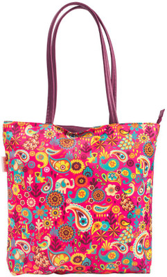 

Chumbak Paisley Party Tote Bag School Bag(Pink, 2 L)