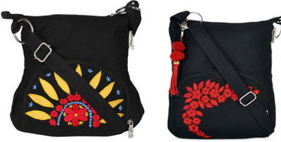 

Pick Pocket Combo of Black SunFlower Sling with Black Small Sling Bag School Bag(Black, 5 inch)