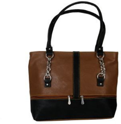 

Kuero black and brown tote chain bag Shoulder Bag(Black, Brown, 16 inch)