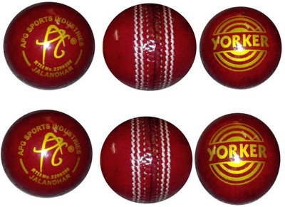 APG YORKER Cricket Leather Ball(Pack of 6, Red)