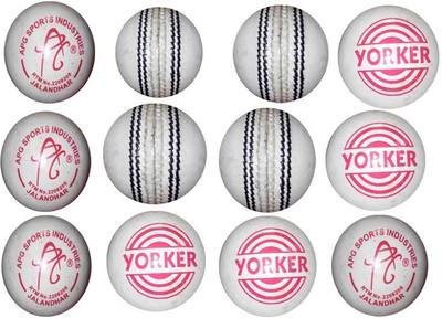 

APG Yorker Cricket Leather Ball(Pack of 12, White)