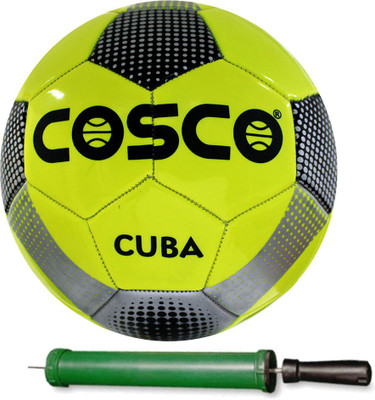 

Cosco CUBA Football With Pump Size-5 Football - Size: 5(Pack of 1, Red, Yellow, Grey, White, Orange), Green/grey