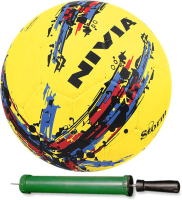 Nivia Storm Ball Size- Football With Pump Football - Size: (Pack of 1, Red, Yellow, White, Grey, Orange