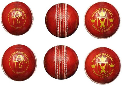 

APG TRIPPLE CROWN Cricket Leather Ball(Pack of 6, Red)
