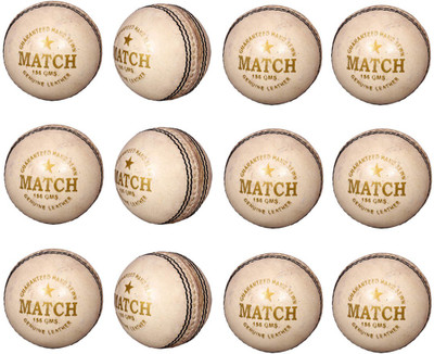 Priya Sports PCWHITE 12 Cricket Leather Ball Pack of 12, White Priya Sports Cricket Balls