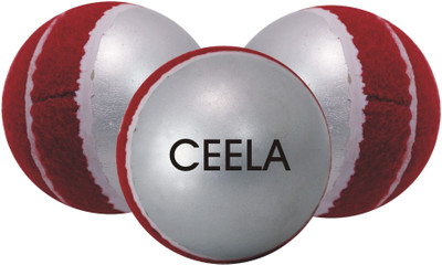 

Ceela Sports swing Tennis Cricket Rubber Ball(Pack of 3, Red), Red/silver