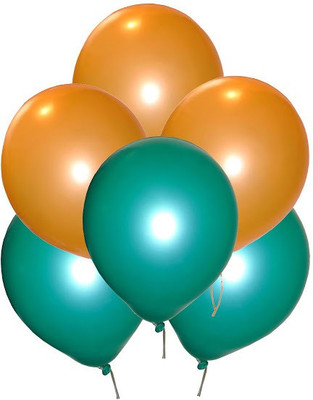 GrandShop Solid Super Metallic 9" Inches Balloon(Orange, Green, Pack of 50)