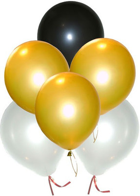 

GrandShop Solid Super shiny Metallic 9" Inch Balloon(Gold, Black, White, Pack of 50)