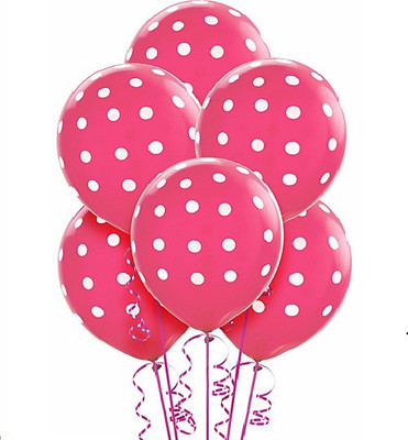 PartyballoonsHK Printed Bright Pink Polka Dot ( Pack of 30) Balloon(Pink, Pack of 30)