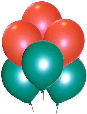 GrandShop Solid Glitter Super Metallic 9" Inch Balloon(Red, Green, Pack of 50)