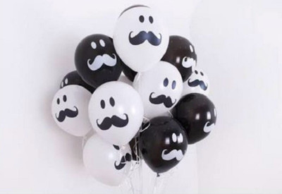 

PartyballoonsHK Printed White & Black Mustache Balloon(Black, White, Pack of 30)