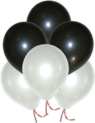 

GrandShop Solid Glitter- Super |Metallic| 9" Inch Balloon(Black, White, Pack of 50)