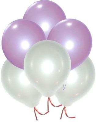 

GrandShop Solid |Super shiny| Metallic 9" Inch Balloon(Purple, White, Pack of 50)