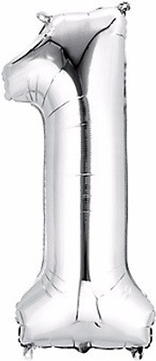 

GrandShop Solid One Number Foil Balloon 28" Inch Balloon(Silver, Pack of 1)