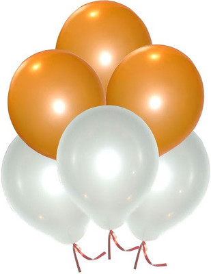 

GrandShop Solid |Super|- Metallic 9" Inch Balloon(Orange, White, Pack of 50)