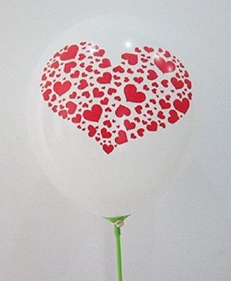 

PartyballoonsHK Printed Heart White Balloon(Red, Pack of 30)