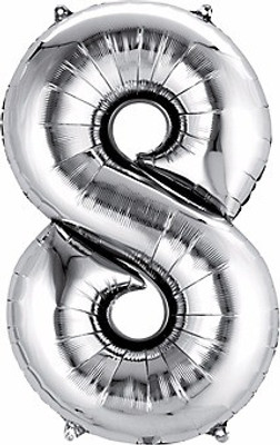 

GrandShop Solid Eight Number Foil Balloon 28" Inch Balloon(Silver, Pack of 1)