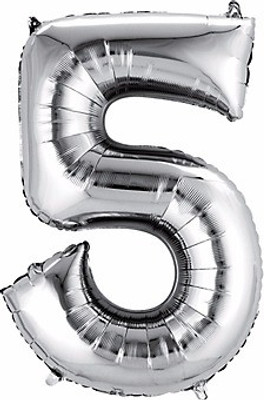 

GrandShop Solid Five Number Foil Balloon 28" Inch Balloon(Silver, Pack of 1)