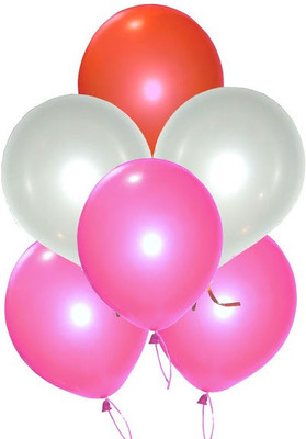 

GrandShop Solid Super Metallic 9" Inch Shiny Balloon(Red, White, Pink, Pack of 50)