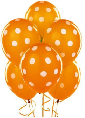 PartyballoonsHK Printed Orange Polka Dot( Pack of 30) Balloon(Multicolor, Pack of 30)