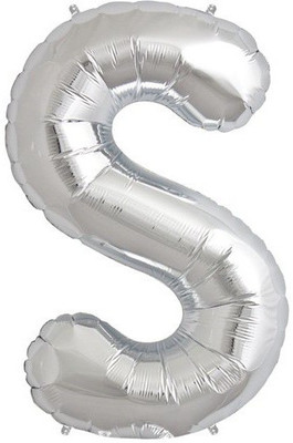 GrandShop Solid "S" Letter Foil Balloon(Silver, Pack of 1)