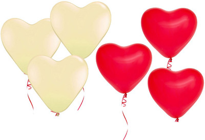

Ziggle Solid Balloon Heart Balloon(White, Red, Pack of 50)