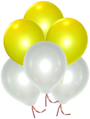 

GrandShop Solid Glitter- Super- Metallic 9" Inch Balloon(Yellow, White, Pack of 50)