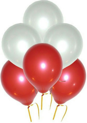 

PartyballoonsHK Solid HK0203 Metallic Red White Balloon(White, Red, Pack of 50)