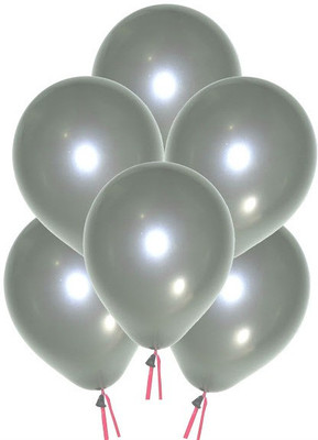

GrandShop Solid Super glitter Metallic 9" Inch Balloon(Silver, Pack of 50)