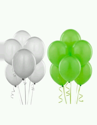 

PartyballoonsHK Solid White & Green Birthday,Party, Decoration (Pack of 50) Balloon(White, Green, Pack of 50)