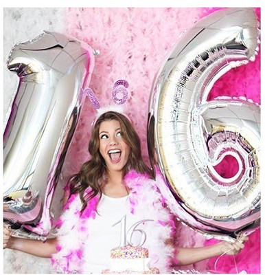 

GrandShop Solid Two Number Foil Balloon 28" Inch Balloon(Silver, Pack of 1)