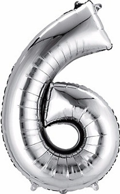 

GrandShop Solid Six Number Foil Balloon 28" Inch Balloon(Silver, Pack of 1)