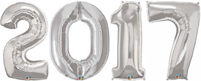 

PartyballoonsHK Solid 2017 Silver Foil Balloon Bouquet(Silver, Pack of 1)