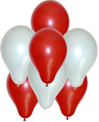 TIGER Solid 50162 Balloon(Red, White, Pack of 50)