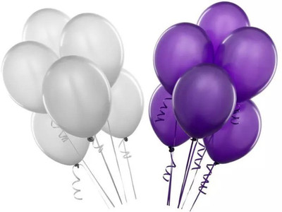 

PartyballoonsHK Solid White & Purple Solid(Pack of 50) Balloon(White, Purple, Pack of 1)