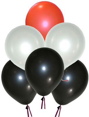 

GrandShop Solid Super Metallic-9" Inch Balloon(Red, White, Black, Pack of 50)
