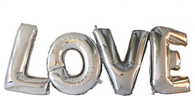 

GrandShop Solid "L O V E" Letters Foil Balloon(Silver, Pack of 4)