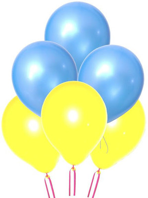 

GrandShop Solid Super_Metallic 9" Inch Balloon(Yellow, Blue, Pack of 50)