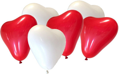 

GrandShop Solid Heart Shape 9" Inch Latex Balloon(Red, White, Pack of 30)